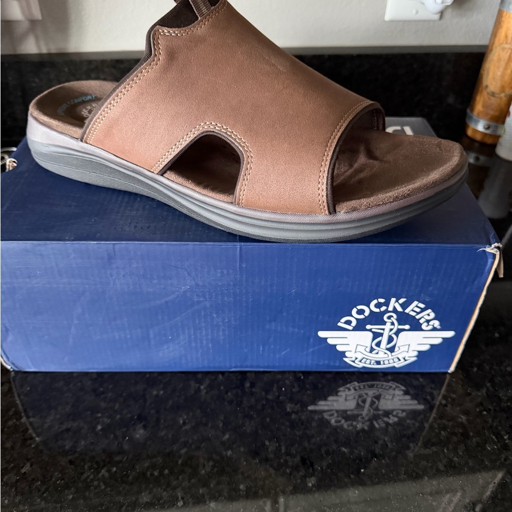 Dockers Men's Brown Open-Toe Slide Sandals